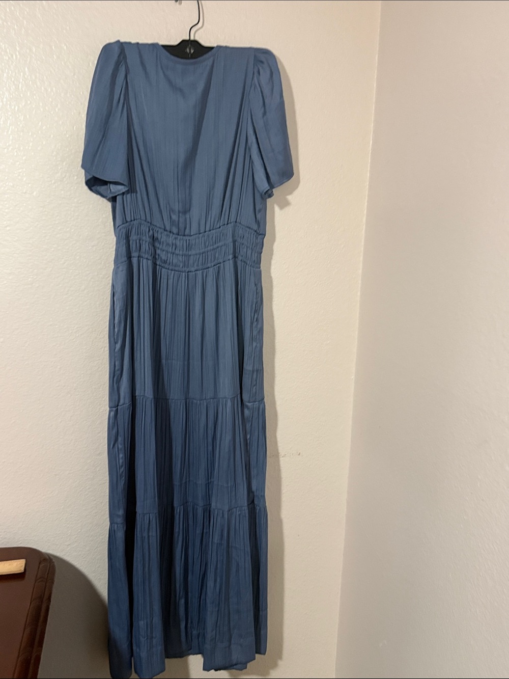 Anthropologie Sommerset Dusty Blue Tiered Maxi Dress with Flutter Sleeves M - Picture 7 of 9